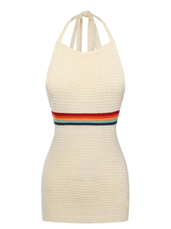 1950s Rainbow Stripe Knit Tank Top