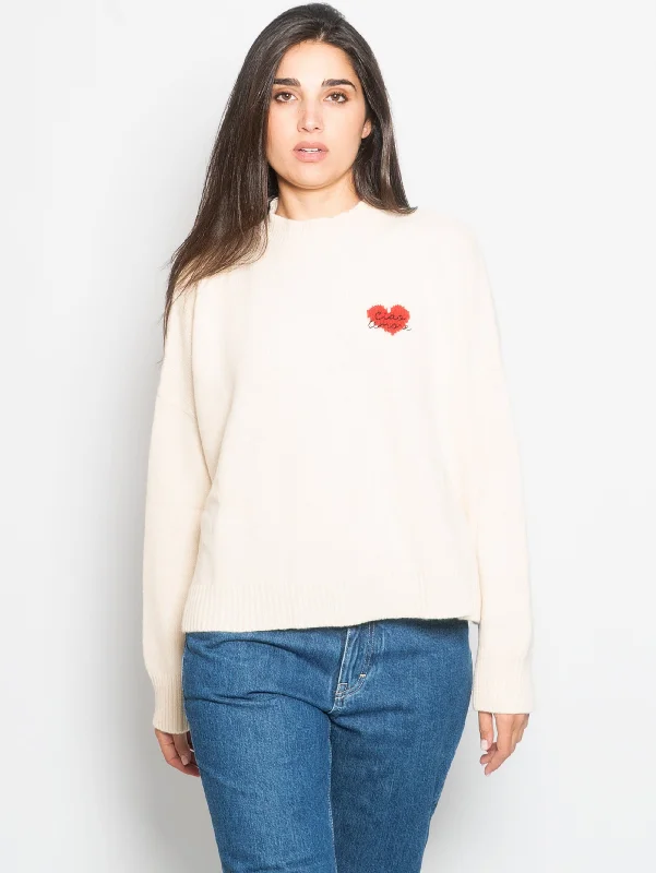 Maglia con Cuore e Ricamo Ciao Amore Bianco