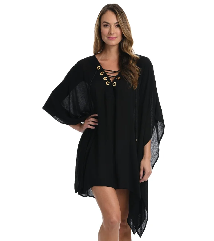 La Blanca Women's Capri Lace-Up Caftan Black