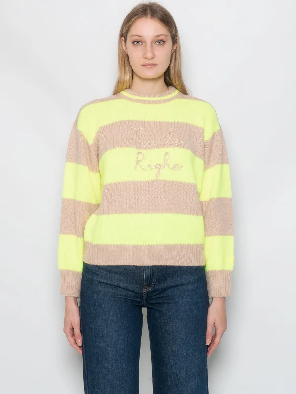 Maglia Girocollo Danya Soft Beige/Giallo Fluo