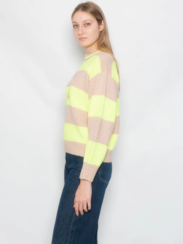 Maglia Girocollo Danya Soft Beige/Giallo Fluo