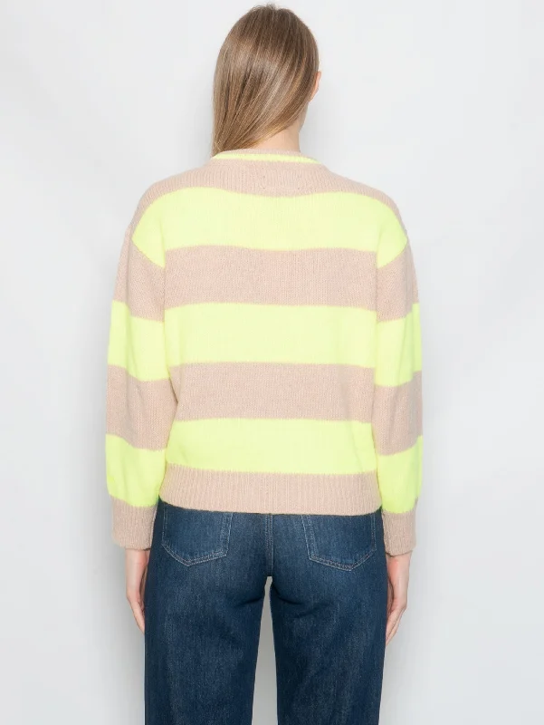 Maglia Girocollo Danya Soft Beige/Giallo Fluo