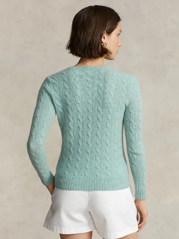 Maglia a Trecce in Misto Cashmere Verde