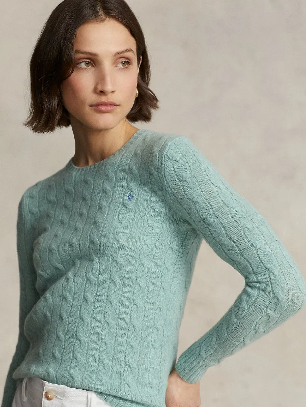 Maglia a Trecce in Misto Cashmere Verde