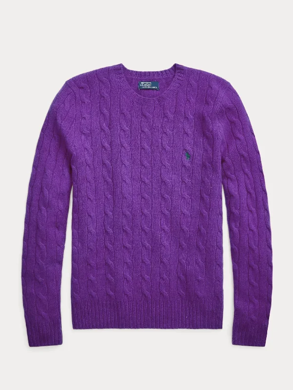 Maglia a Trecce in Misto Cashmere Viola