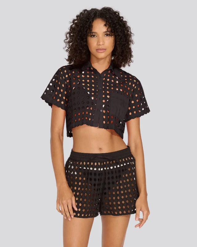 The Eyelet Cropped Cabana Shirt