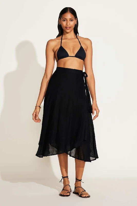 Lana Linen Wrap Skirt - Black EcoLinen