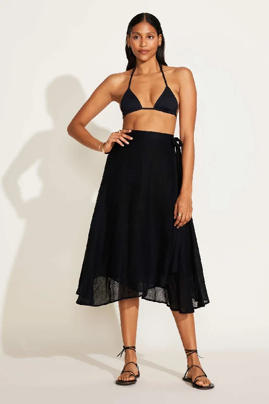 Lana Linen Wrap Skirt - Black EcoLinen