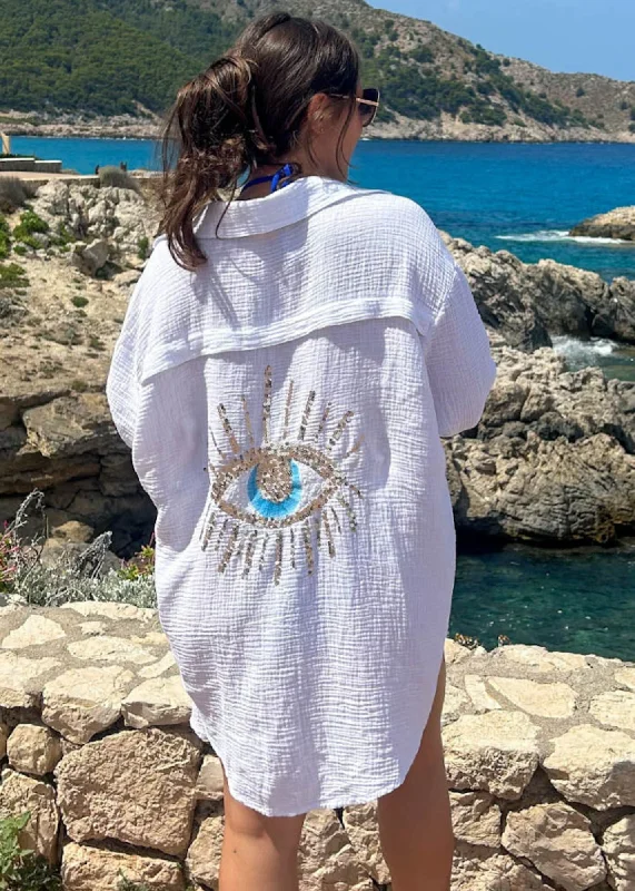 White Mystic Eye Oversize Shirt