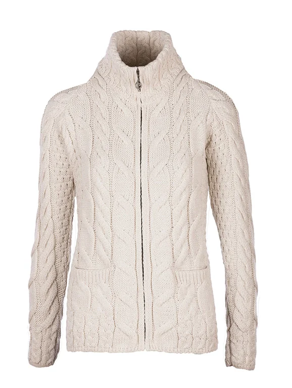 Women's Supersoft Merino Wool Zip Up Cardigan by Aran Mills - 2 Colours