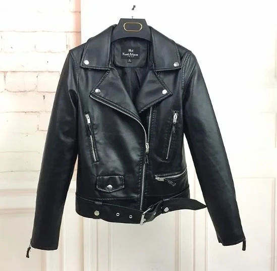 1PC Leather Jacket Women Motorcycle Short Coats Faux