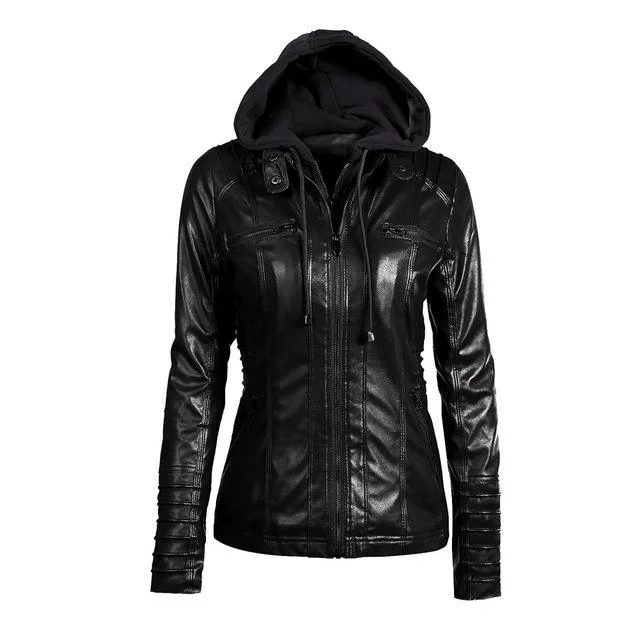 Autumn Winter Women Faux Leather Jacket