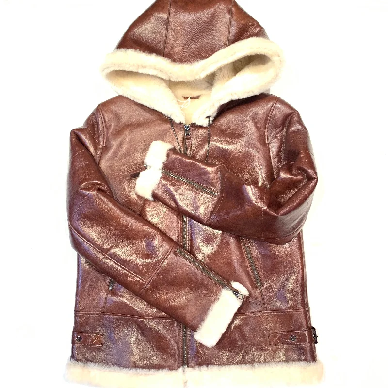 Barya NewYork Ladies Whiskey Lambskin Hooded Shearling