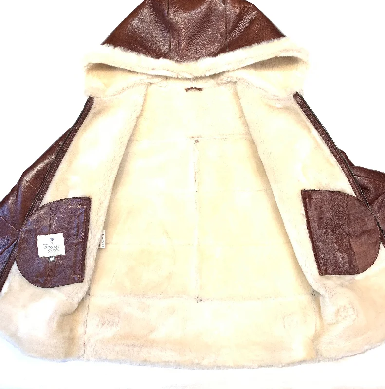 Barya NewYork Ladies Whiskey Lambskin Hooded Shearling