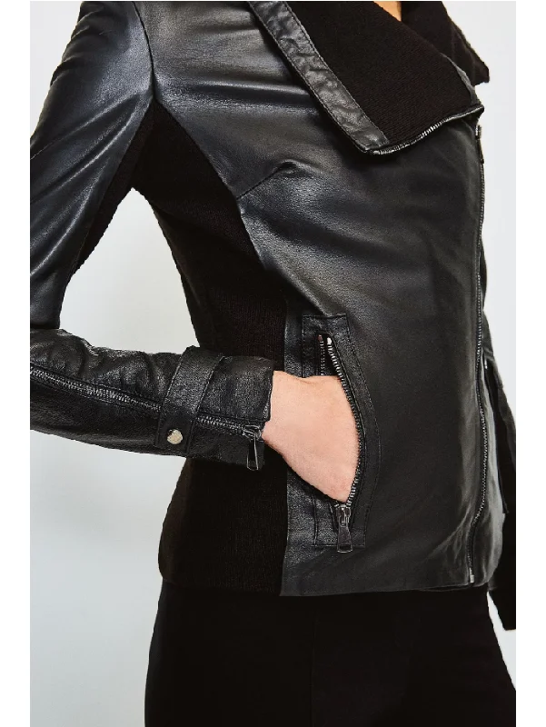 Women’s Black Leather Biker Jacket