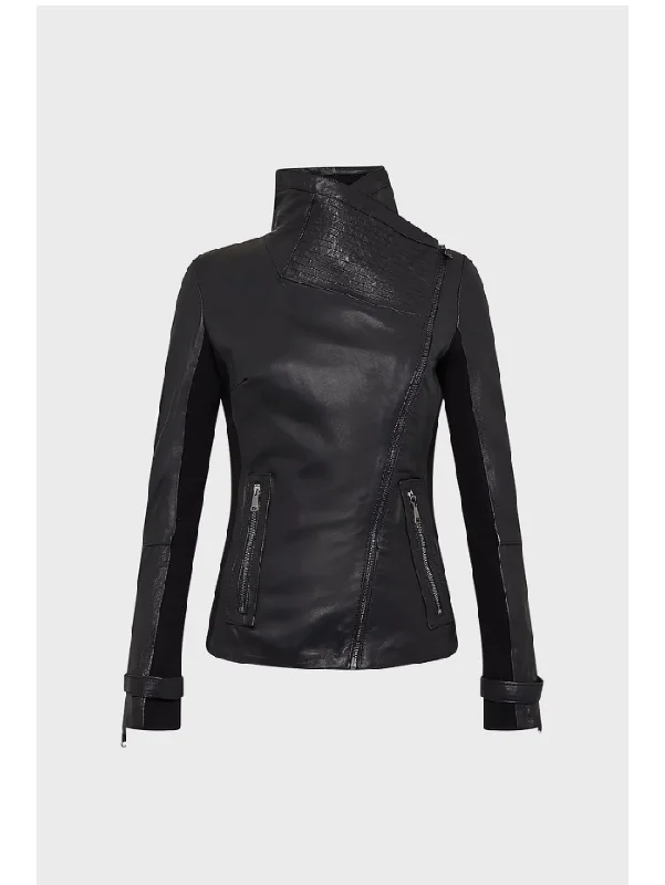 Women’s Black Leather Biker Jacket