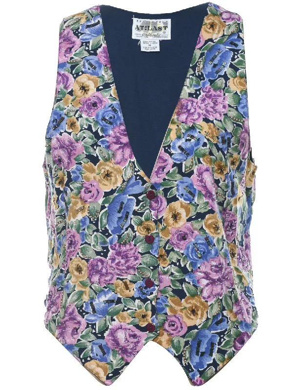 Floral Pattern Tapestry Waistcoat - M