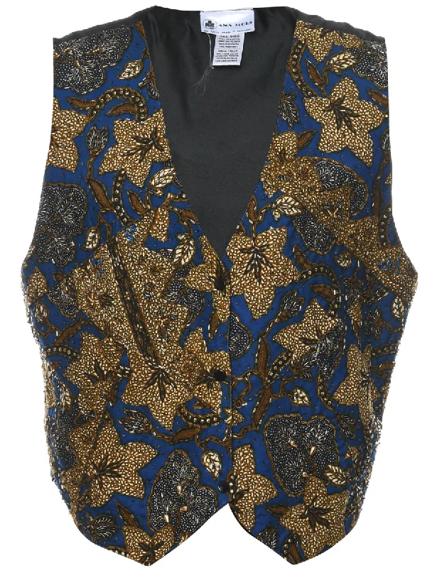 Floral Pattern Waistcoat - L