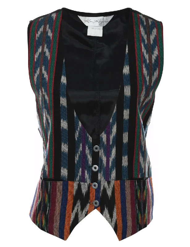 Kim Rogers Patterned Multi-Colour Waistcoat - M