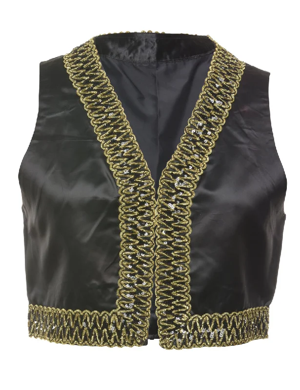 Sequined Black Waistcoat - L