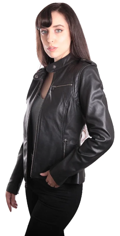 Allie Womens Black Leather Jacket