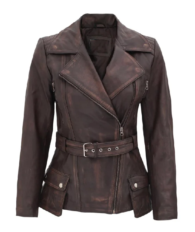 Victoria Women Distressed Leather Jacket