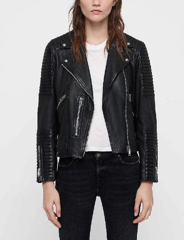 Women’s Black Leather Biker Jacket