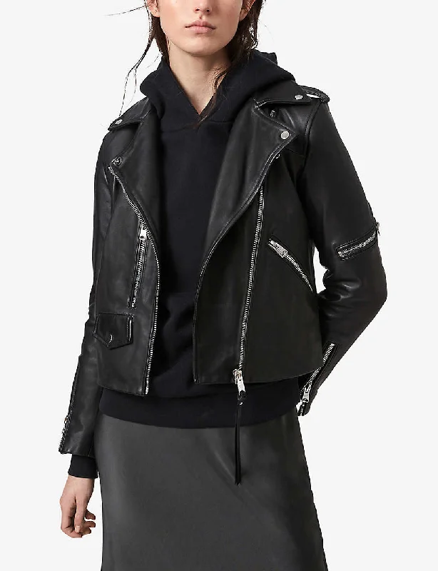 Women’s Black Leather Biker Jacket