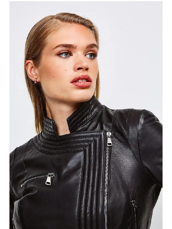 Women’s Black Leather Biker Jacket