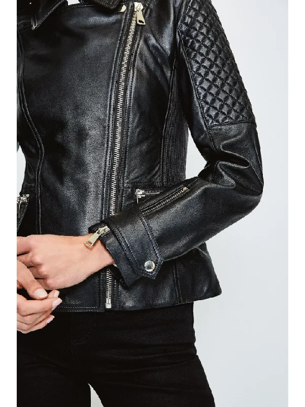 Women’s Black Leather Biker Jacket