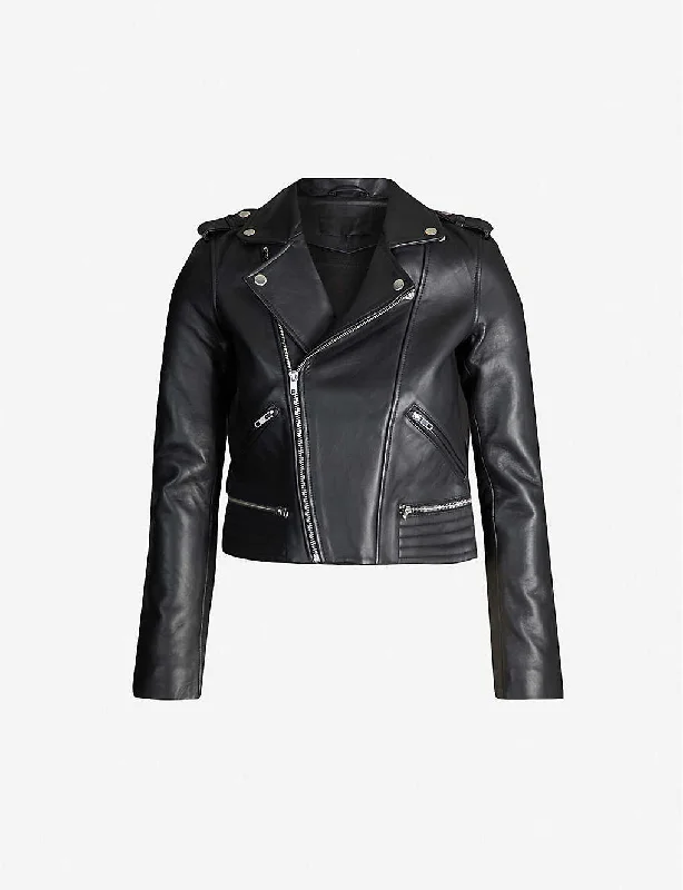 Women’s Black Leather Biker Jacket