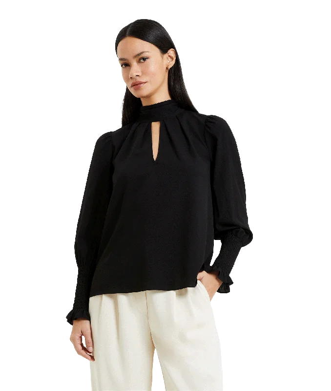 Crepe Light Keyhole Top - Blackout