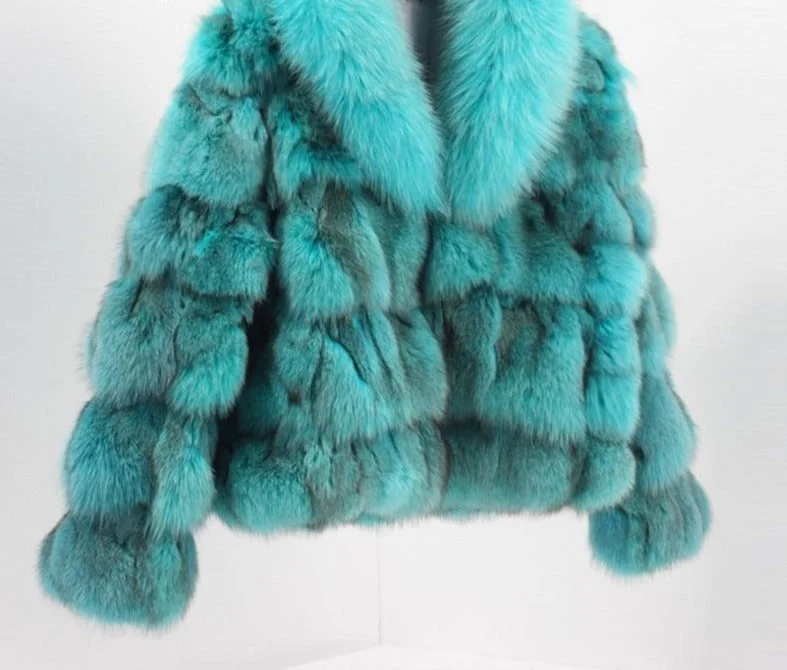 Genuine Fox Fur With Collar Short Coats