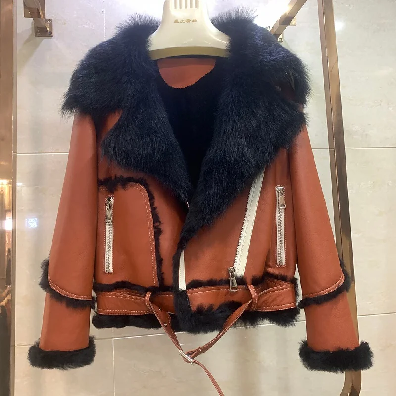 Genuine Leather Double Face Lamb Fur Jackets