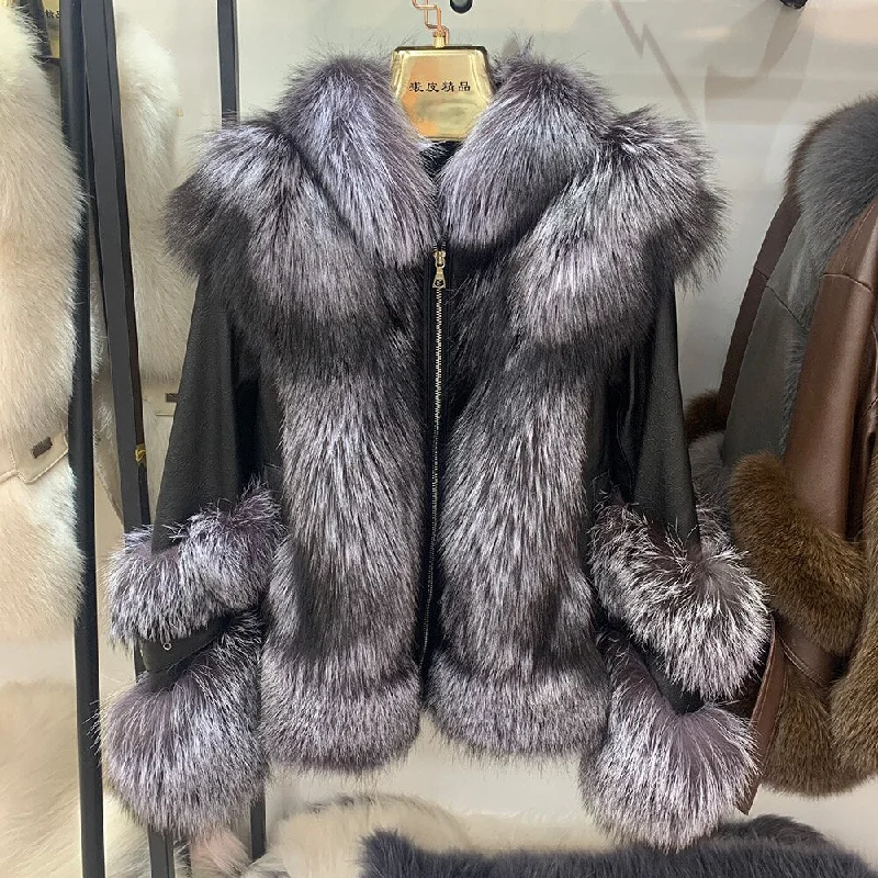 Genuine Leather Real Fox Fur Jackets