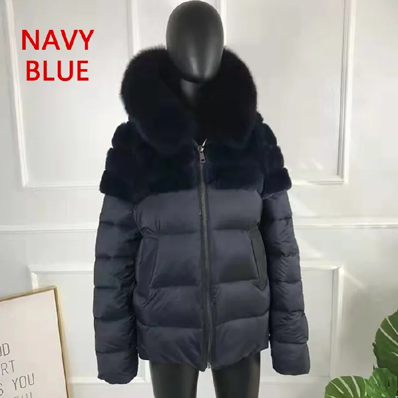 Rabbit Fur & Fox Fur Parka Down Bubble Coats