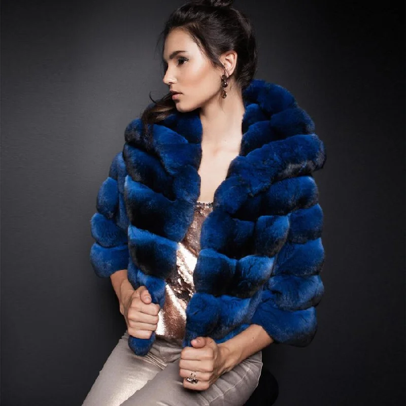 Rex Rabbit Fur Big Turndown Collar Coat