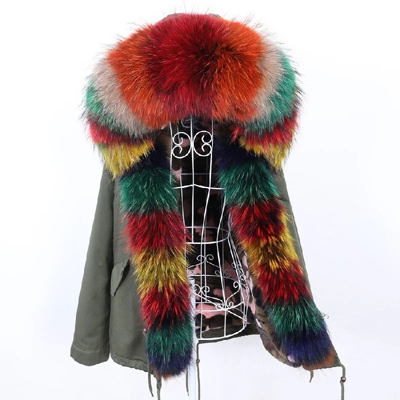 Waterproof Big Fur Collar Parka Short Coats