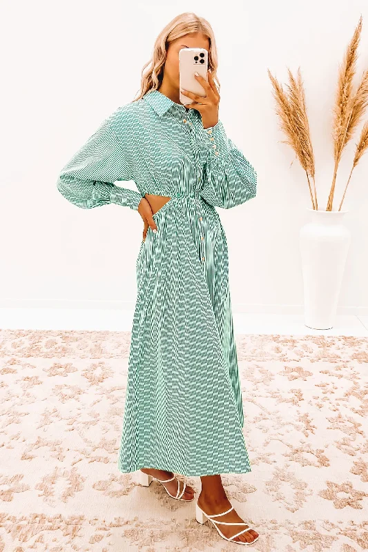 Condon Maxi Dress Green Stripe