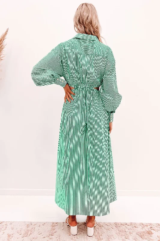 Condon Maxi Dress Green Stripe