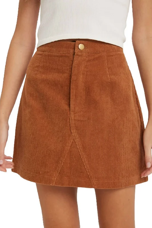 Courtney Corduroy Mini Skirt In Brown