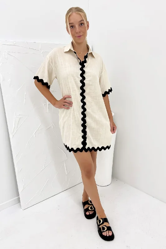 Kaylee Mini Dress Beige Black