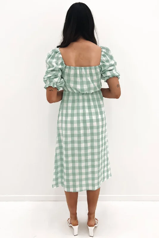 Laylin Midi Dress Sage Check