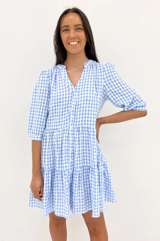 Mallory Mini Dress Blue Gingham