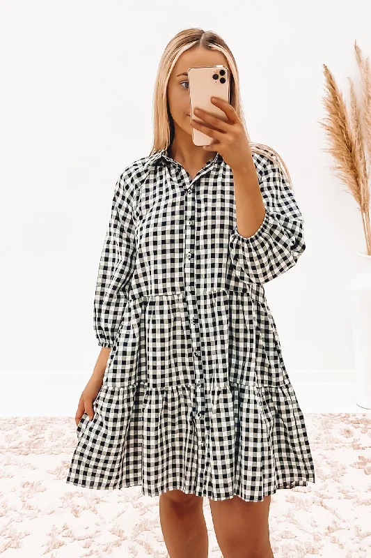 Nila Mini Dress Black Gingham