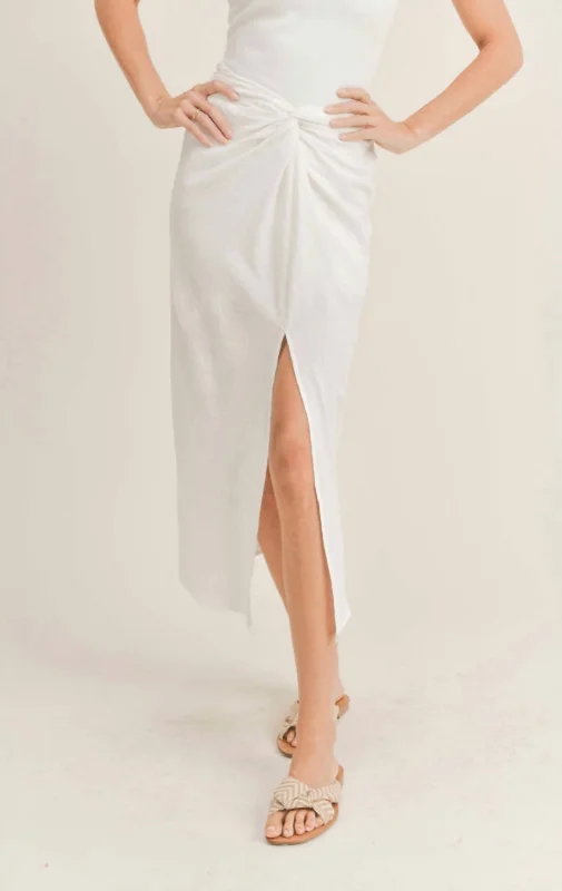 Pretty In Plumeria Midi Skirt In White