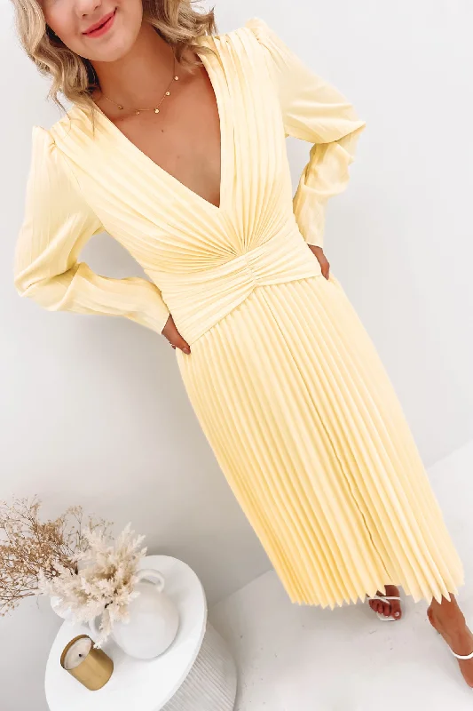 Stars Aligned Midi Dress Lemon