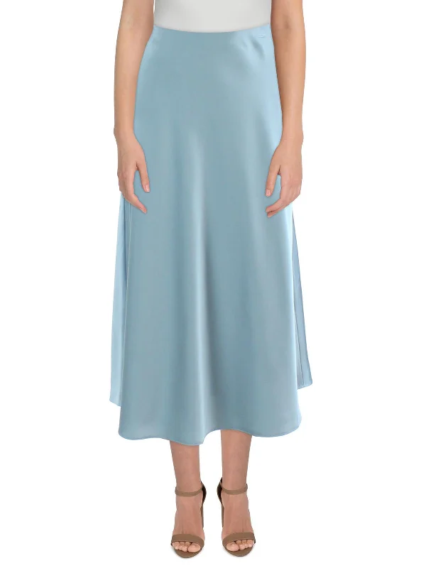 Womens Solid Midi Midi Skirt