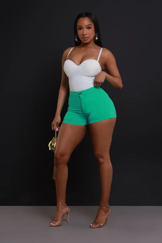 Super Swank High Waist Stretchy Shorts - Mint