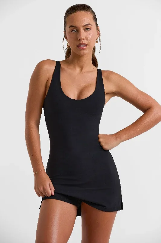 Baseline - Scoop Neckline Tennis Dress in Black